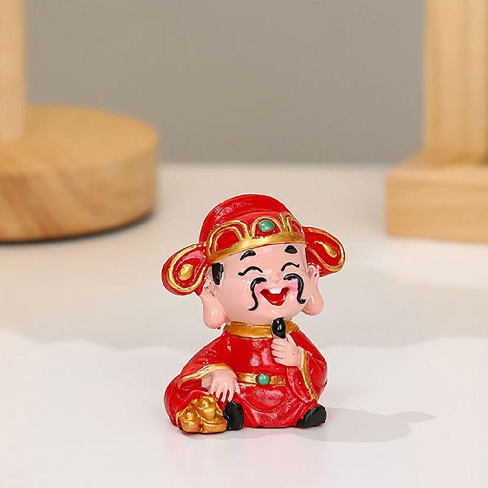 Rote Mini-Gott des Reichtums Figur Maskottchen-Stil Harzmaterial Harz-Maskottchen-Verzierungen Reichtums-Maskottchen Glücks-Accessoires