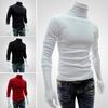 Men Autumn Solid Color Long Sleeve Turtle Neck Knitted Slim Bottoming Shirt