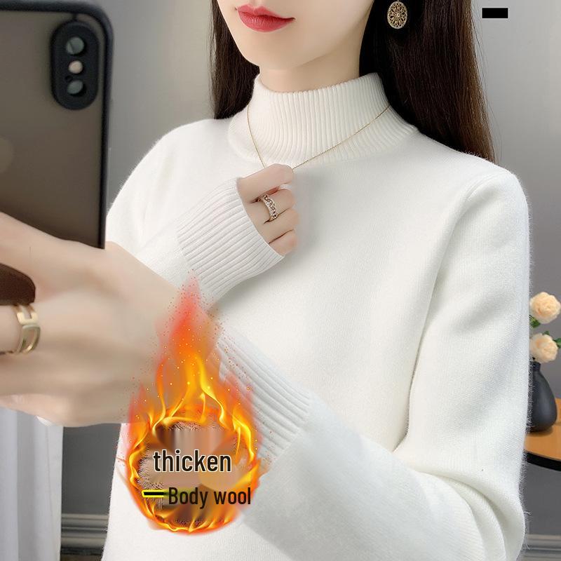 2025 Women's Velvet Knit Half-Turtleneck Sweater: Cozy Winter Base Layer Top