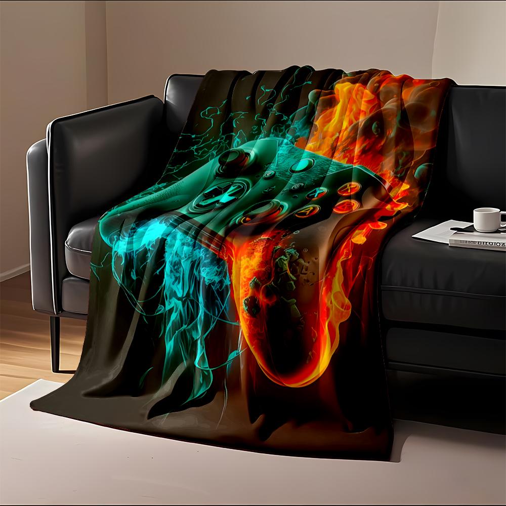 "Fire and Ice Game Controller Design Blanket" Flannel Blanket for Bedroom, Living Room, Sofa, and Nap Sofas.