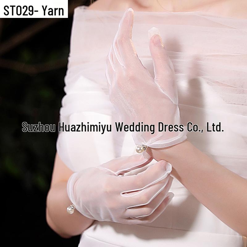 Elegant Pearl Bow Wedding Gloves - French Aesthetic for Bridal Portrait Styling