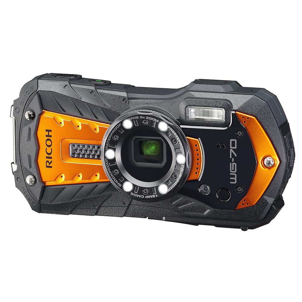 RICOH WG-70 Orange Ricoh Fully Waterproof Digital Camera: Waterproof To 14m (2 Hours Continuous Use), Shockproof To 1.6m, Dustproof To -10°C, Tough