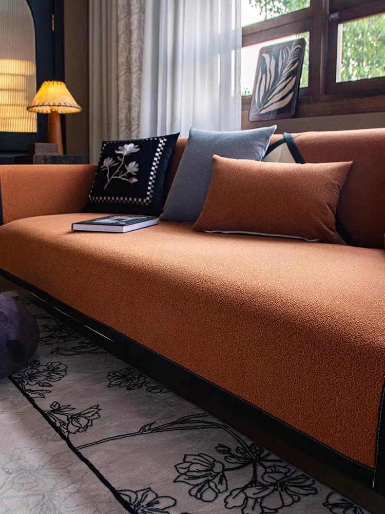 

Современная и простая подушка для дивана, имитация конопли, универсальный водонепроницаемый и противоскользящий однотонный чехол для дивана, гостиная, дом 30x50cm pillowcase оранжевый