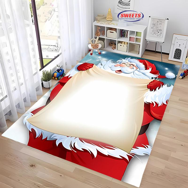 Weihnachten und Lustiger Weihnachtsmann Cartoon Teppich, Wohnzimmer Schlafzimmer Zuhause Fußmatte Teppich Küche Kinderzimmer Matte Weihnachtsgeschenke