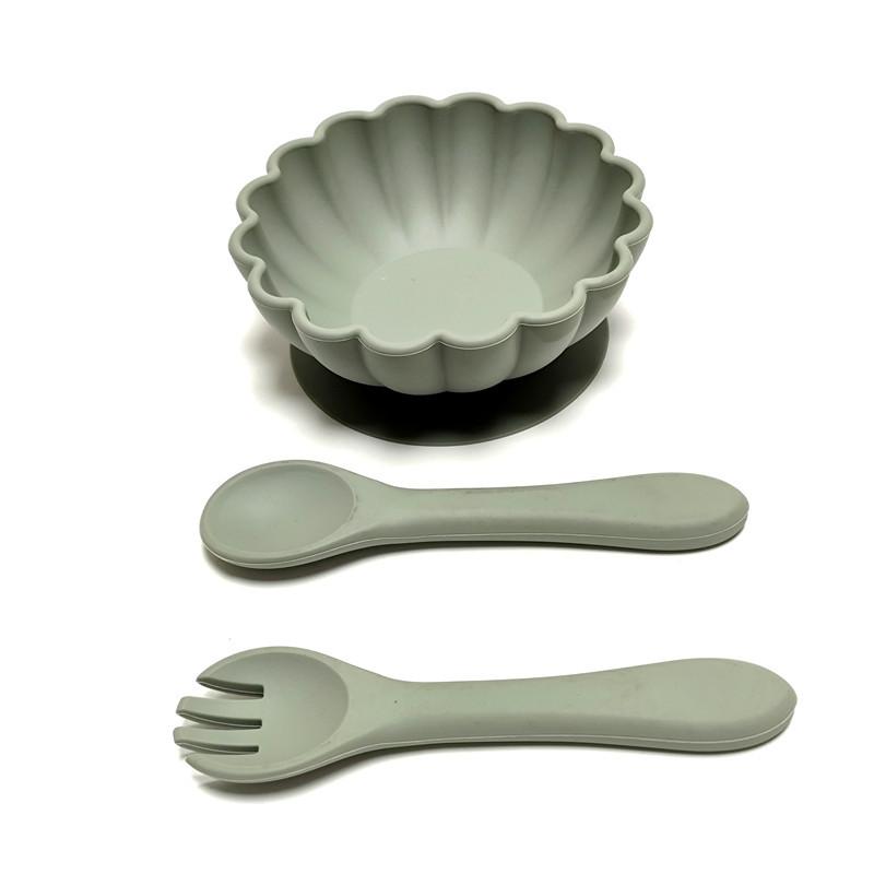 non-toxic 3pcs Silicone Children's Dinner Plate Set Suction Cup One-piece Food Silicone Dinner Plate Baby Bowl for Eating Training