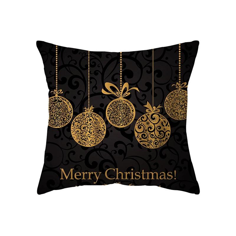 Merry Christmas Decorative Printed Pattern Cushion Cover Home Living Room Sofa  Pillow