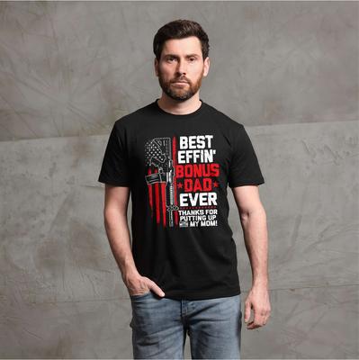 Best Bonus Dad Shirt Father's Day Tee 2nd Amendment Pro Gun Tee Step Dad Gift