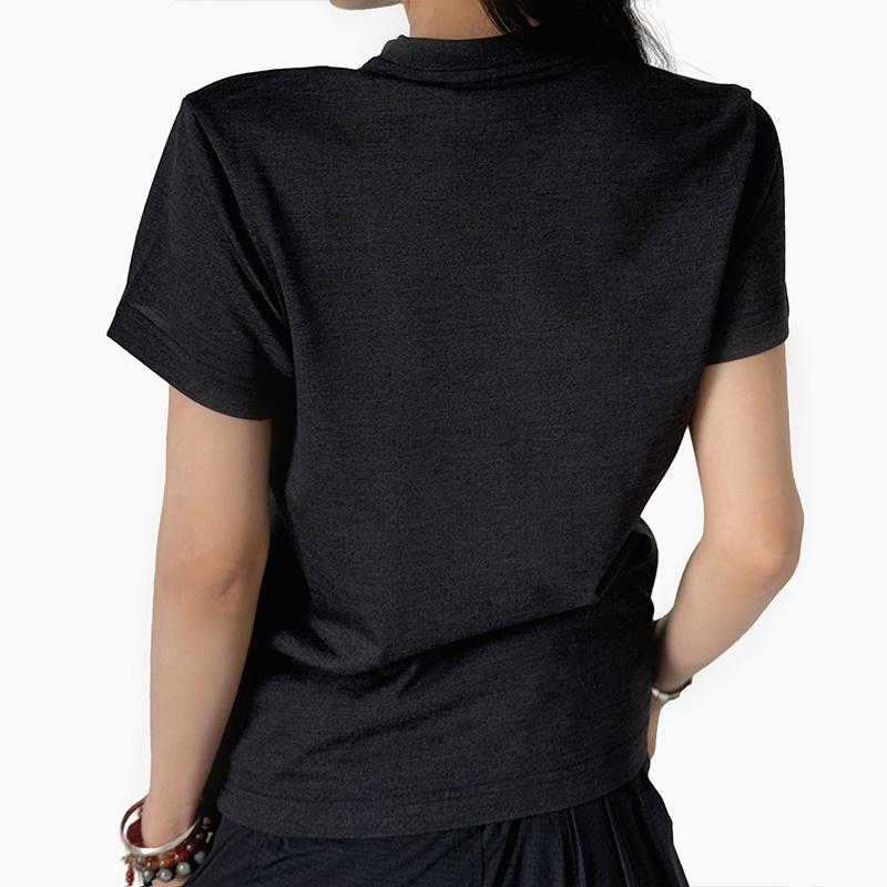 Y-3 Regular Short Sleeve Tee Comfortable Casual Women Tops Black JI7556