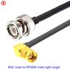 Q9 BNC Male To SMA Male Crimp for RG58 Coax Extension Connector RPSMA Male To BNC Right Angle Cable Fast Delivery Brass RF