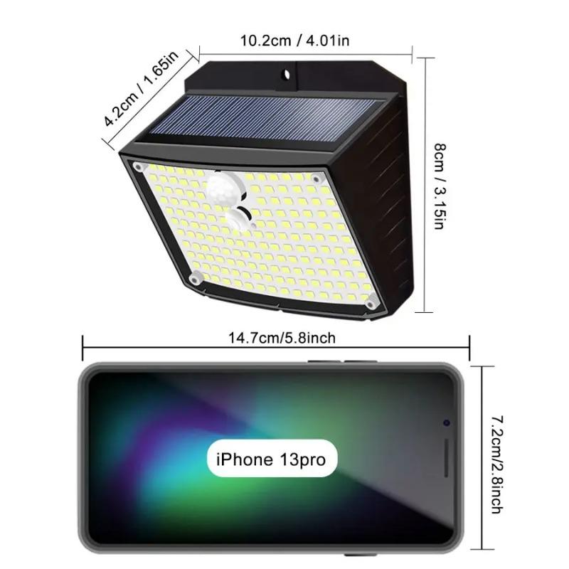 4/2/1 Outdoor Solar Light 158 LED Outdoor Solar Light LED Solar Security Lights Garden Waterproof 3 Modes Wall Lamp Fence Yard