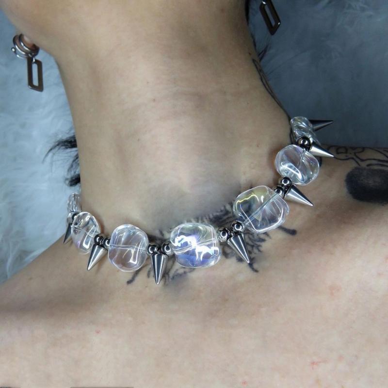 Adjustable Necklaces Splice Spike Rivet Pendant Hip-Hop Collarbone Chains Punk Style Choker Handcrafted Accessory