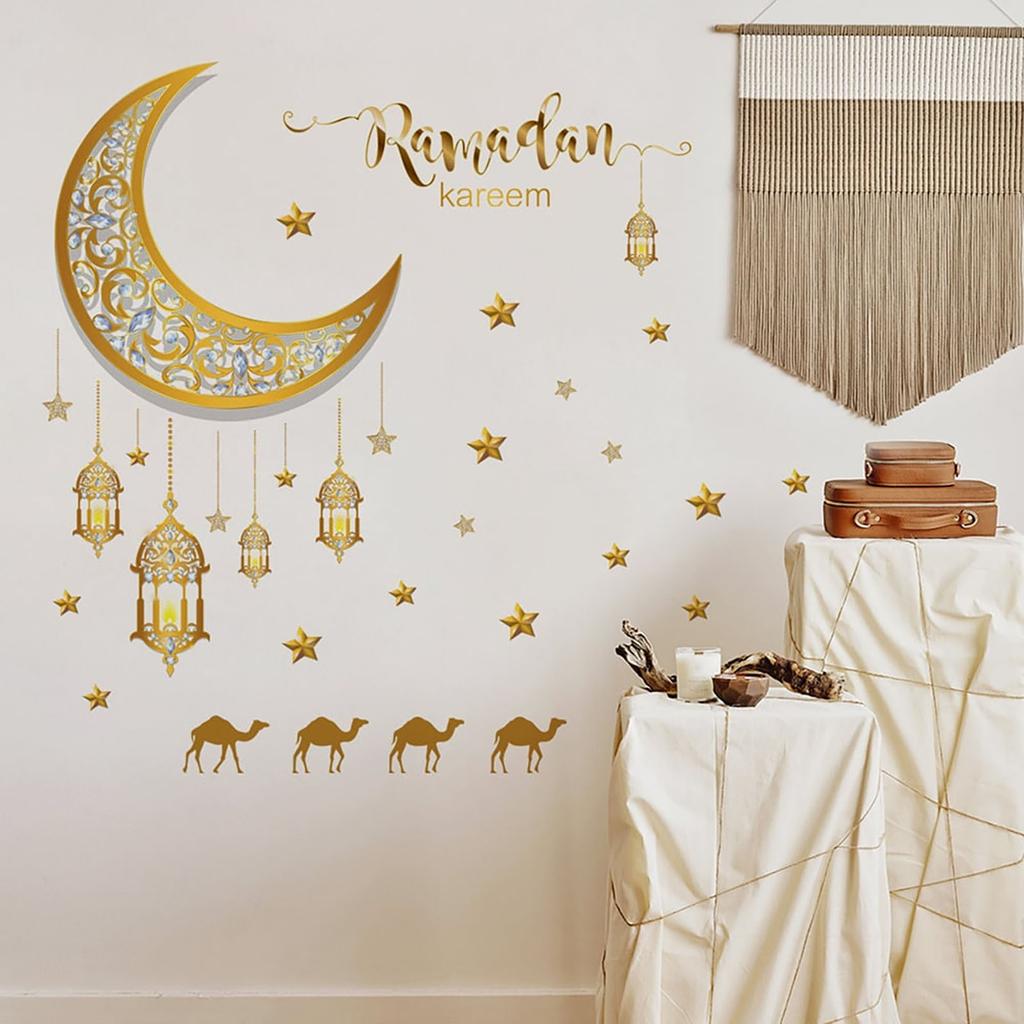 Ramadan Decorations For Home Stickers. Islamic Muslim Wall Stickers.Eid Mubarak Ramadan Decor Moon Stickers Decals. Window