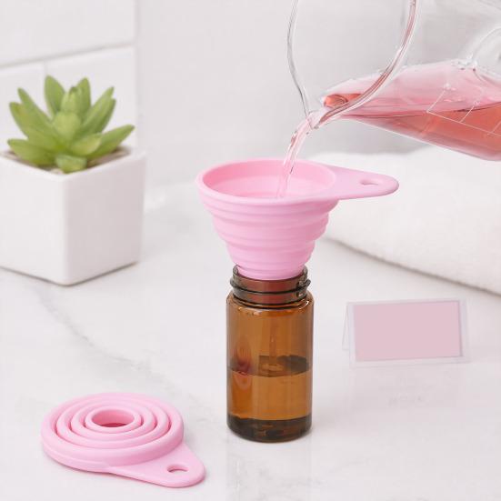 2 Stück Faltbarer Silikon-Trichter, Zusammenklappbarer Küchen-Trichter mit weiter Öffnung für Öl und Flüssigkeiten, Lebensmittelecht, Platzsparend