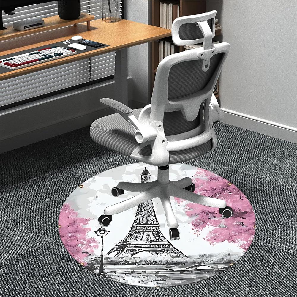 

1pc Eiffel Tower, Paris Office Round Rug, Carpet for Office, Gaming, Lightweight Round Floor Mat yy260205023 80cm by 80cm