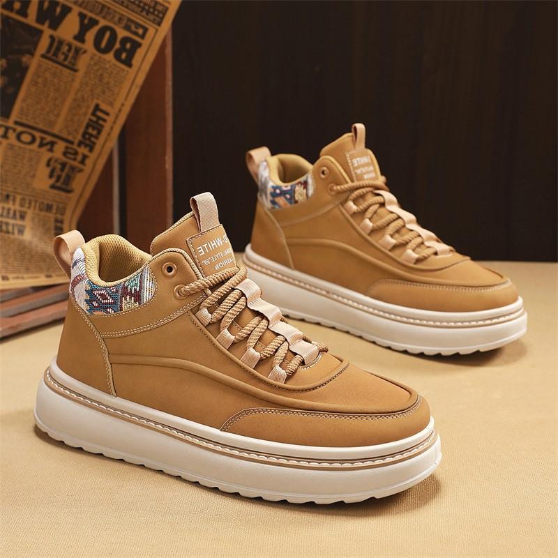 High-top shoes winter casual board shoes leather surface waterproof and non-slip sports thick sole heightening Martin boots