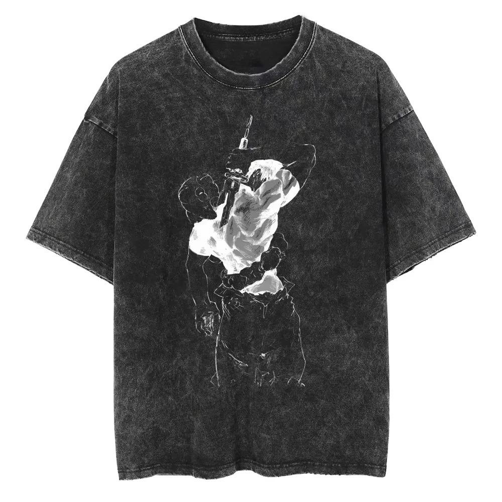 Jujutsu Kaisen Ryomen Sukuna Graphic Print Vintage Washed Oversized Anime Streetwear T-Shirt
