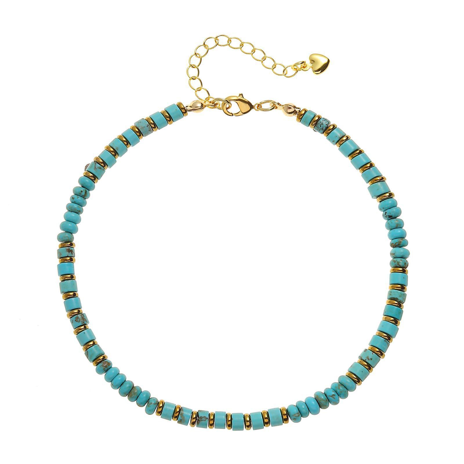 

Natural Stone Beaded Anklets for Women Girls Handmade Summer Beach Boho Turquoise Beads Ankle Bracelet Foot Jewelry Gift for Her