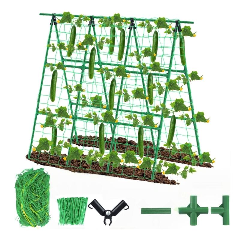 Friendly Durable Plastic Coated Steel Garden Trellis With Net And Ties A Frame Design For Heavy Duty 47x63 Inch