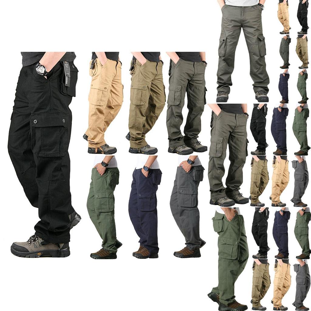 Comfortable Men's Cargo Pocket Work Pants For Casual Hiking And Outdoor Activities