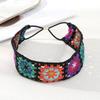 Bohemian Elastic Crochet Turban Hair Bands Vintage Bright Hair Scarf For Women Flower Knit Holiday Headband Hair Accessories