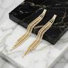 American Trend Niche Design Sense Diamond-encrusted Long Fringed Stud Earrings, Light Luxury Fashion High-end Earrings
