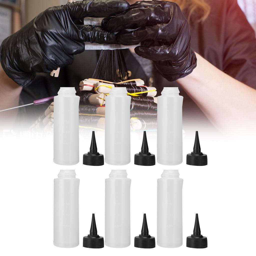 6pcs Hair Washing Shampoo Applicator Bottle with Cover Hair Salon Squeeze Refillable Bottle