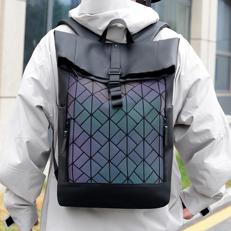 Schoolbag Backpack Men's Roll Top Outdoor Waterproof Computer Backpack Large Capacity College Student School Bag Work Commuter Travel