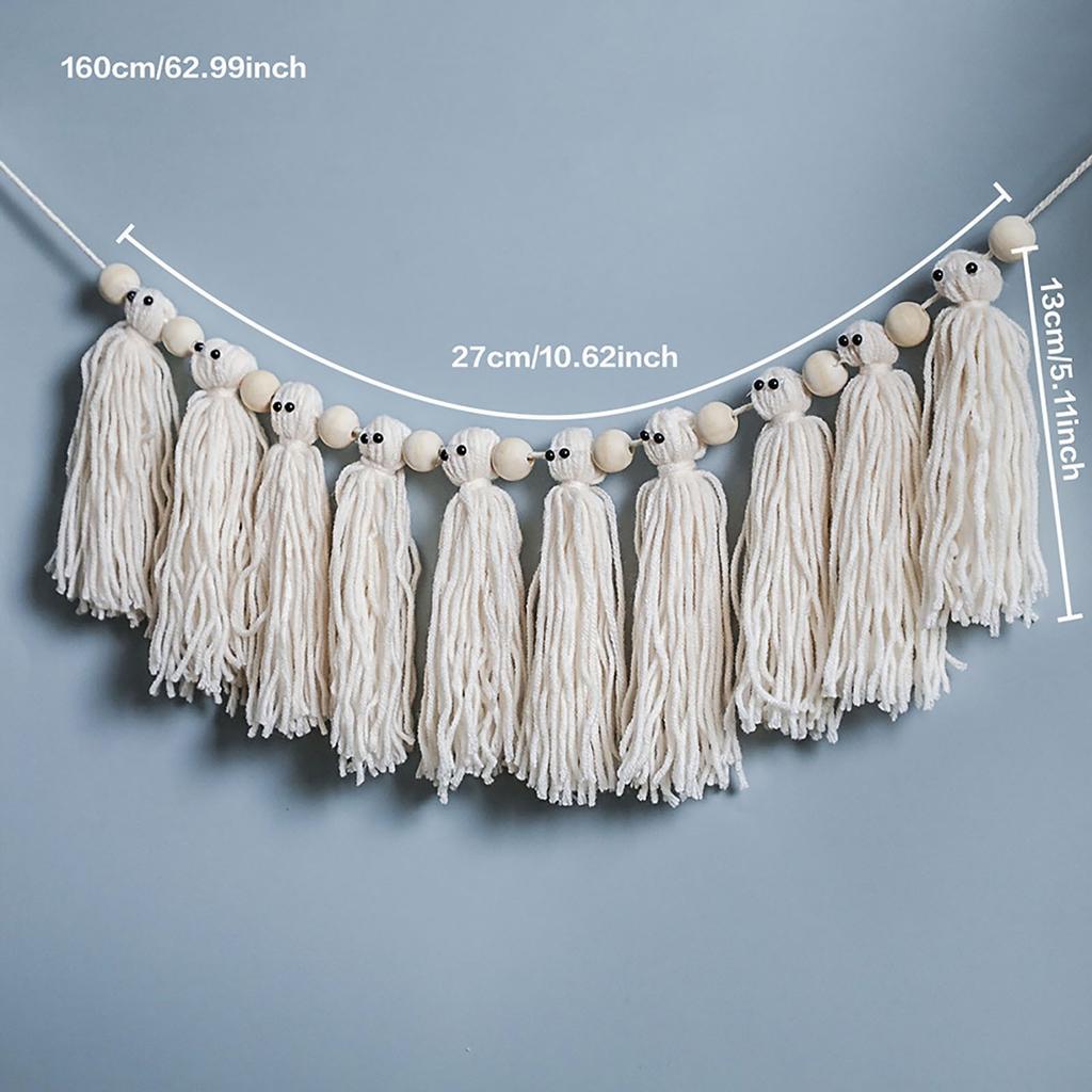 Wall Hanging Ornament Prop Decorative Hand-woven Tassel Flag Halloween Garland For Shelves Celebration Patio Window Pendant