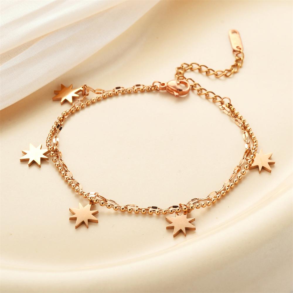 Korean Titanium Steel Four-Leaf Clover Bracelet - Women's Fashion, Versatile & Non-Fading Jewelry