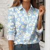 Women's Button Down Prints Shirt Long Sleeve Shirt Business Work Tops Casual With Pockets Jacket