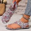 Summer new ethnic style cover toe flat bottom casual light breathable open toe Velcro beach sandals women's batch