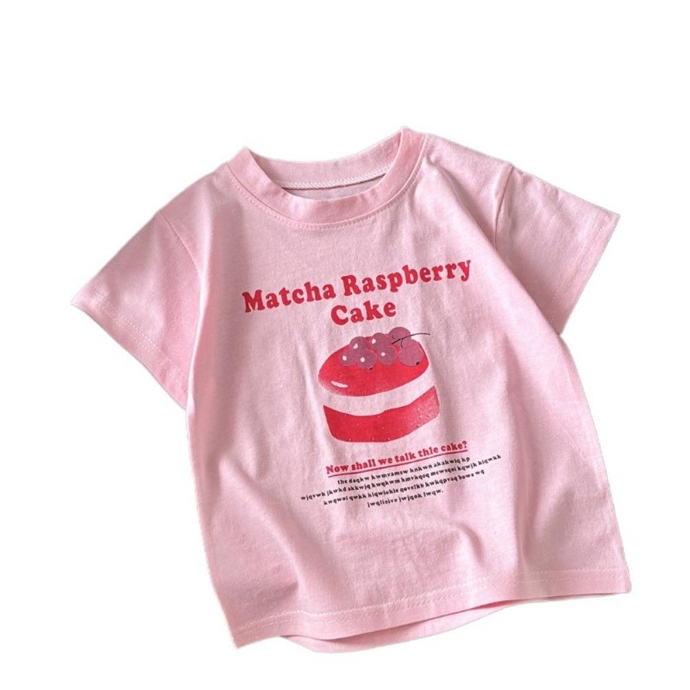 Summer Children Cotton Short Sleeve Tee Cute Cartoon Print Crew Neck Soft Tops For Baby Toddler Boys Girls Kids Wear 110