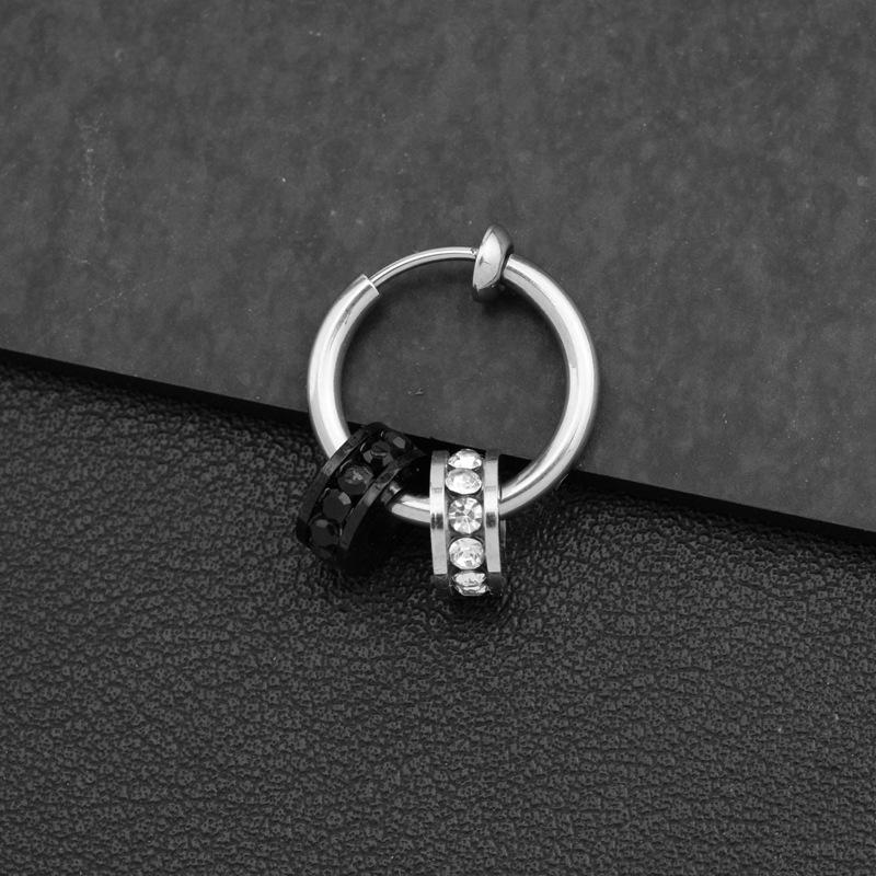 

European and American niche diamond-encrusted small circle pendant temperament elegant simple versatile titanium steel gold-plated earrings jewelry