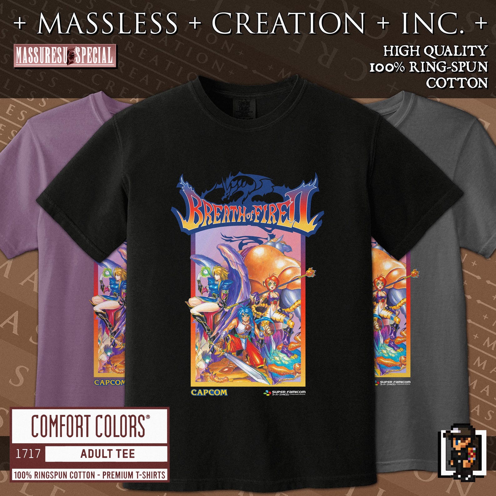BREATH OF FIRE 2 Classic T shirt [Comfort Colors 1717] | Vintage Retro Video Game 1994 Super Nintendo Famicom Capcom | Ryu Dragon Clan Nina M
