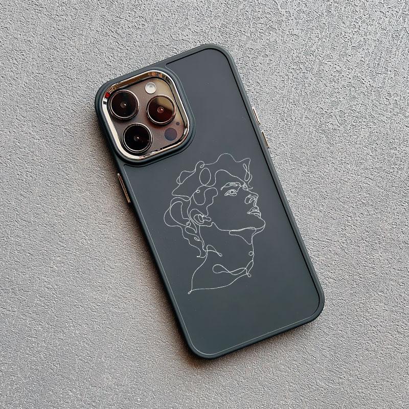 Abstract Geometric Art Line Face Silicone Phone Case for IPhone 16 13 12 11 Pro Max 15 14 Pro Max Plus 7 8 X XS XR Back Coque