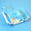 Pill Box 7 Grids Portable Double Layer Mini Medicine Box Sealed Moisture Proof One Key To Open The Cover