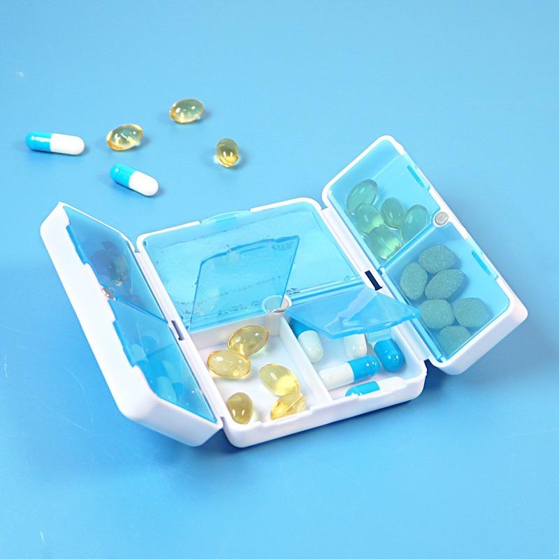 Pill Box 7 Grids Portable Double Layer Mini Medicine Box Sealed Moisture Proof One Key To Open The Cover