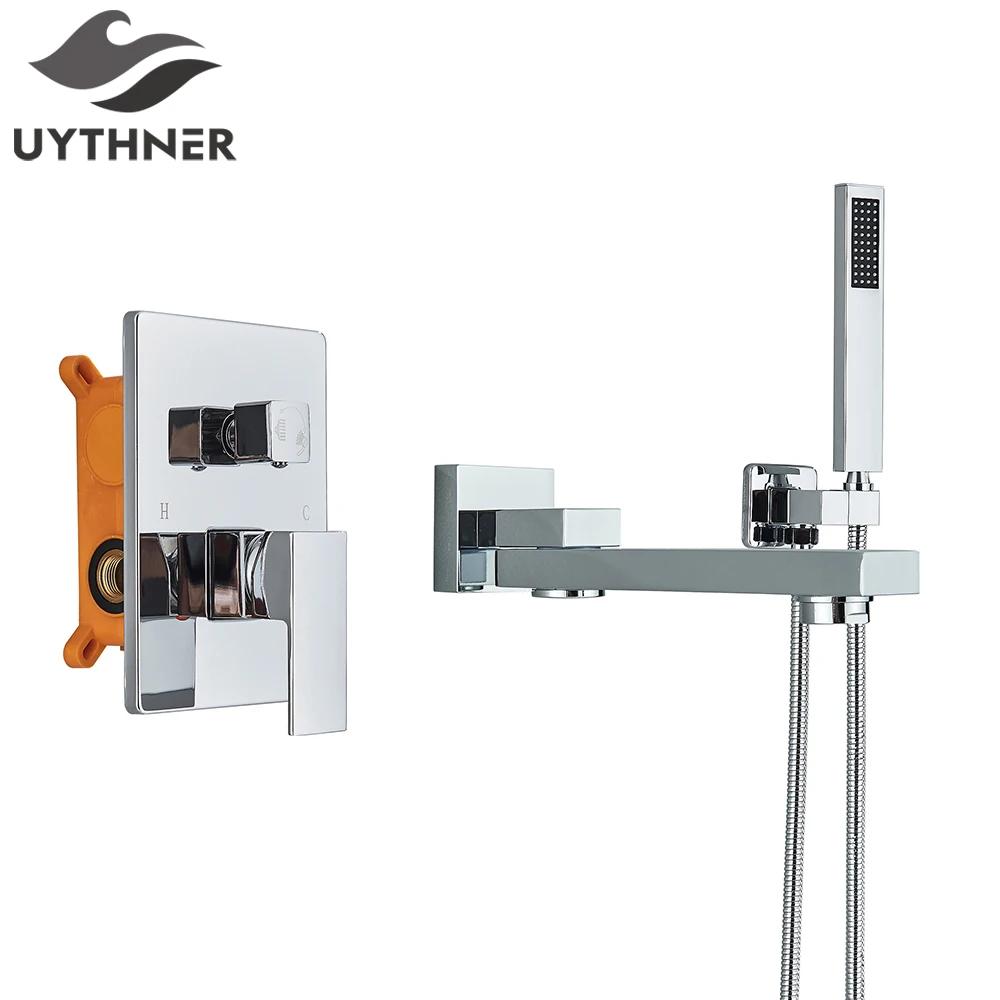 Matte Black Bathtub Faucet Wall Mount Tub Mixer Tap Rotating Spout Handshower head Bathtub Mixer Shower Set Mixer Tap