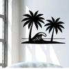 1pc Palm Tree Wave Metal Wall Art, Tropical Coastal Iron Statue for Outdoor Patio Garden Fence, Beach Theme Summer Vacation Decor, Weather Resistant