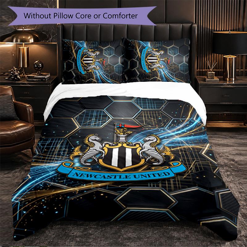 Set Biancheria da Letto Calcio Newcastle United 3 Pezzi Morbido Copripiumino con Federe Set Decorazione Camera da Letto per la Casa