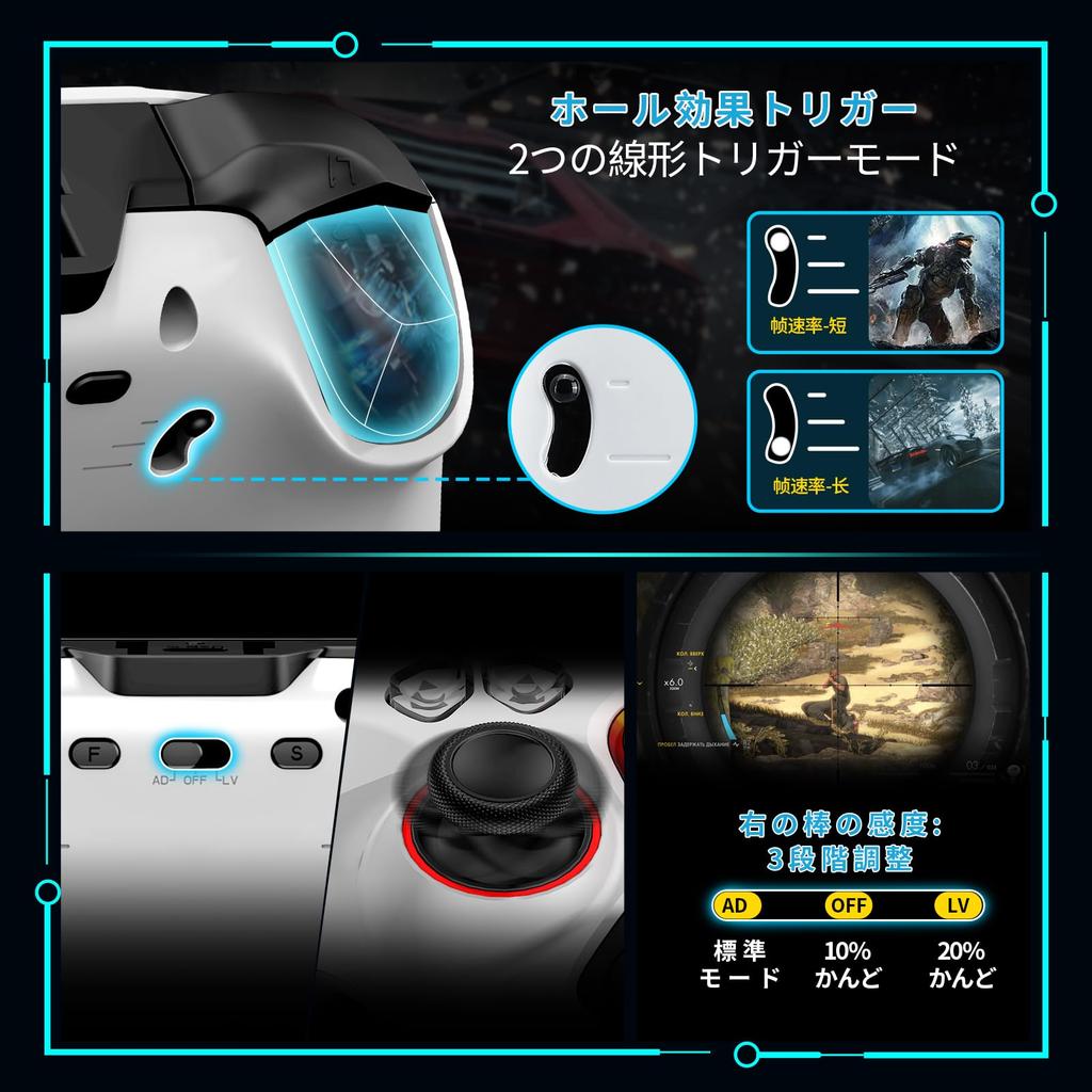 NBCP Wireless Grip [Compatible with PS4PS3PCiOSAndroid] with Rear Buttons, Hall Effect Triggers, Custom RGB Lighting, 1200mAh Battery, Turbo Fire,