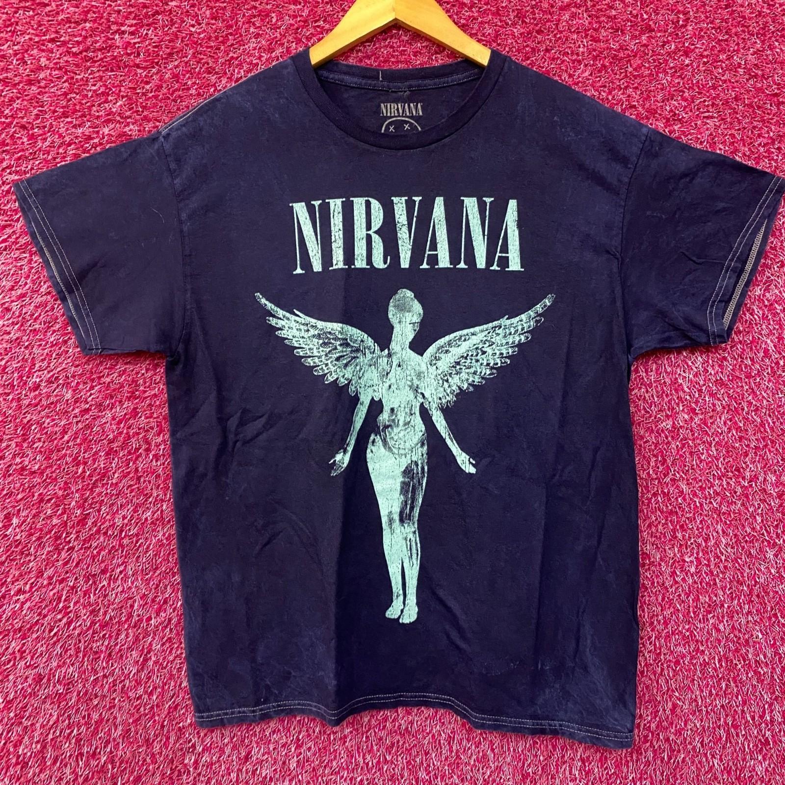 Nirvana Синяя монохромная футболка Rock In Utero L