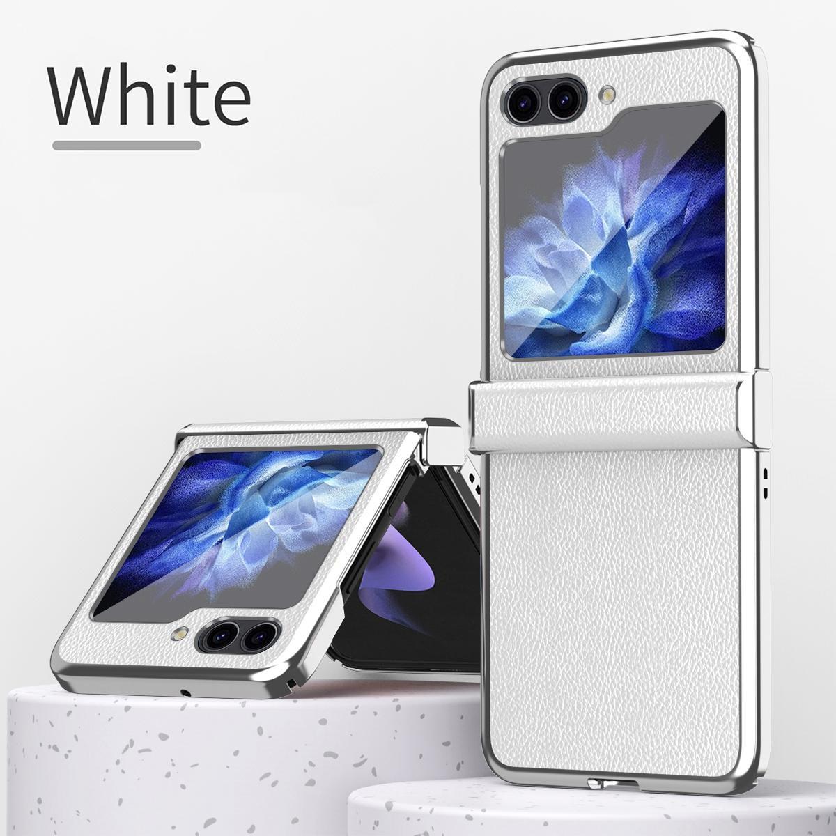 

Для Samsung Galaxy Z Flip5 5G гальванический жесткий корпус, универсальный противоударный шарнир для Samsung Galaxy Z Flip4 Galaxy Z Flip5, защитный чехол galaxy z flip 3 белый