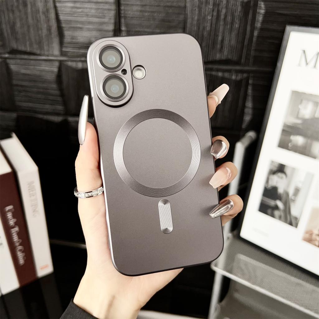 Luxury Metal Matte Magnetic Wireless Charge For Magsafe Cases for iPhone 16 15 14 13 12 11 Plus Pro ProMax Soft Cover
