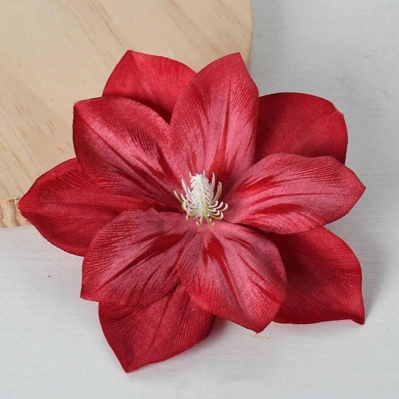 5 Pcs Artificial Flower Diy Flower Craft Artificial Lotus Flower Heads Small Realistic Clematis Blooms Diy Wedding For Home