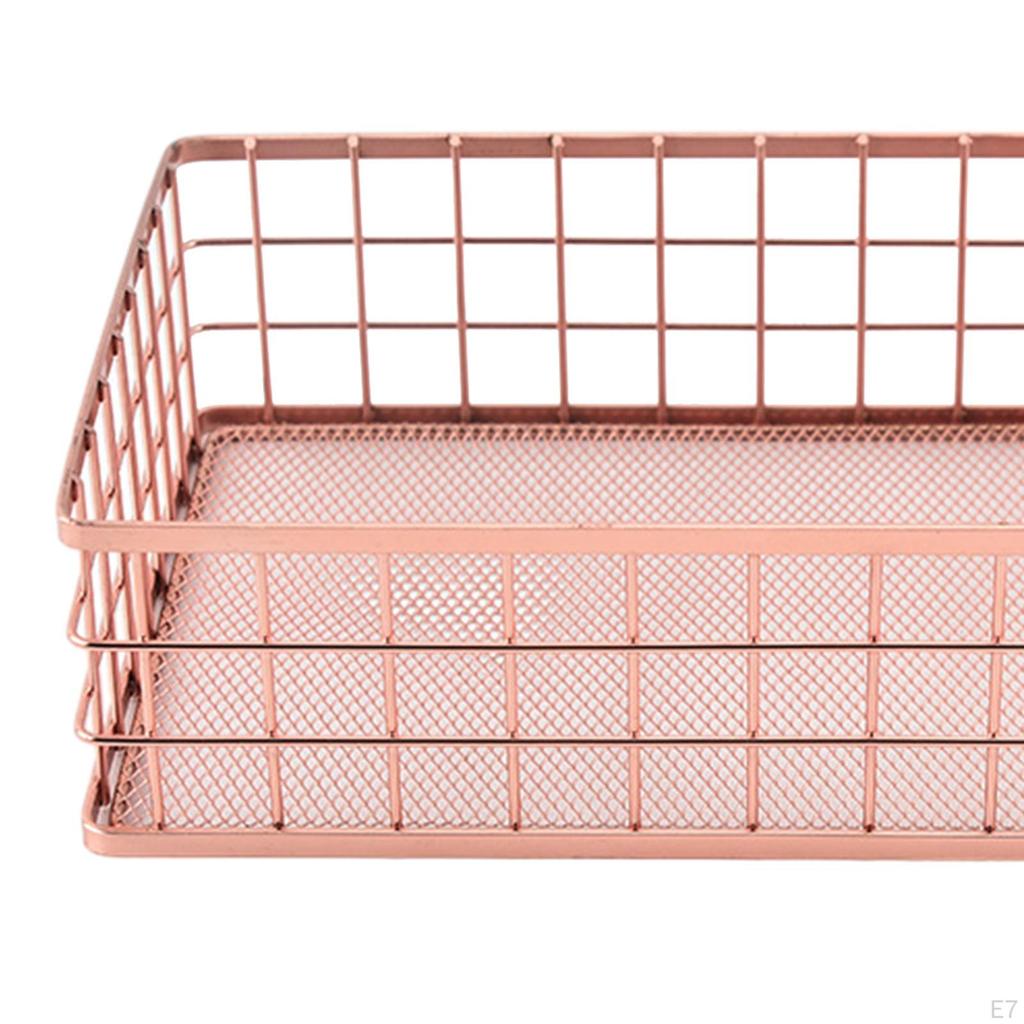 Desktop Iron Storage Basket, Metal Wire Fruit Basket,Multi Purpose for