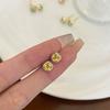 Pinkdudu Sugar Cube Yellow Diamond Stud Earrings Sparkling Light Luxury High-End Earrings Elegant PD2518
