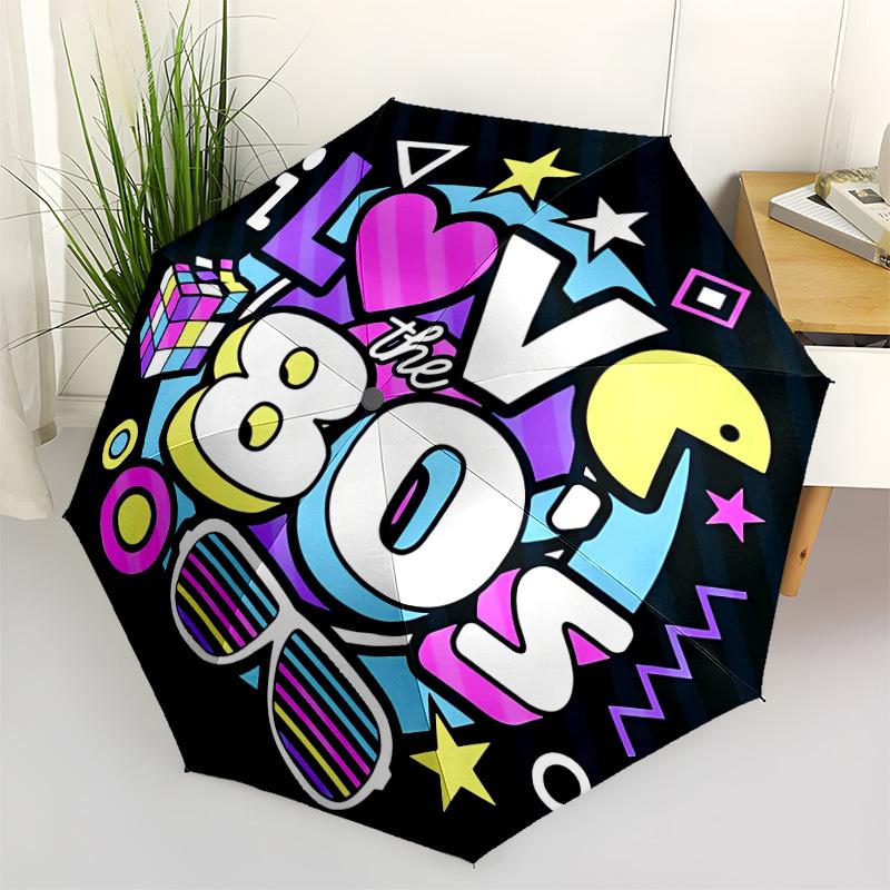1pc 80s, Retro Automatic Opening/Closing Umbrella with Operation & Windproof Canopy yy260311069