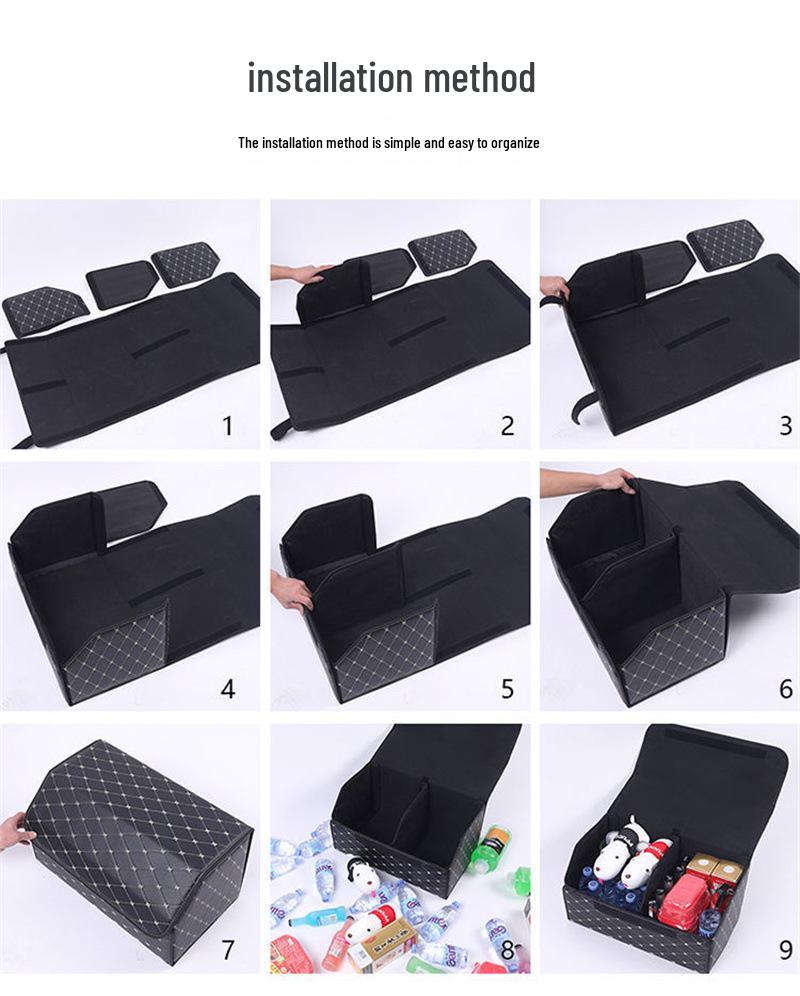 Składany organizer i pudełko do bagażnika samochodowego ze skóry