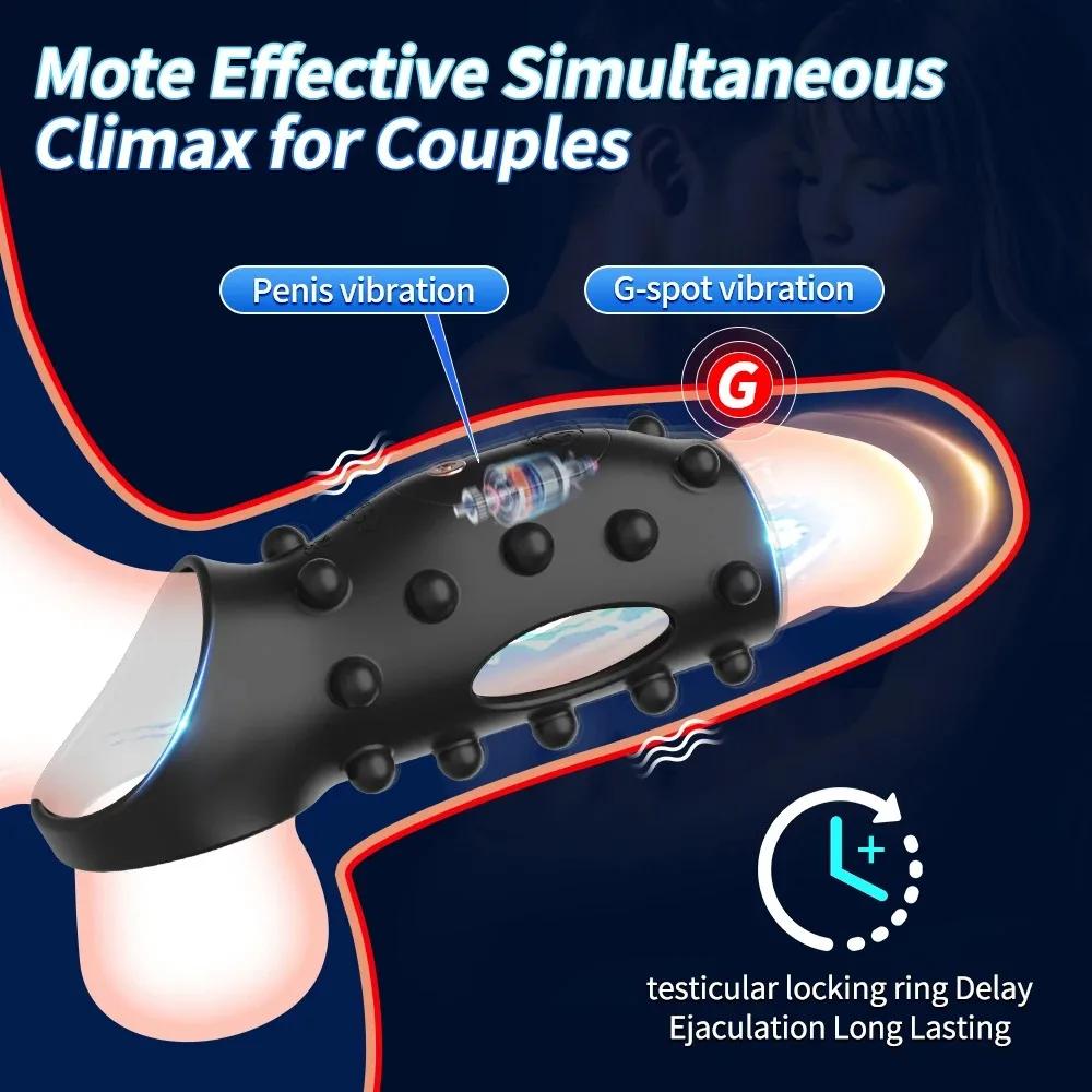 Penis Sleeve Ring Vibrator Male Penis Erection Delay Ejaculation Vibrating Cock Ring G Spot Stimulate Reusable Adult Sex Toys